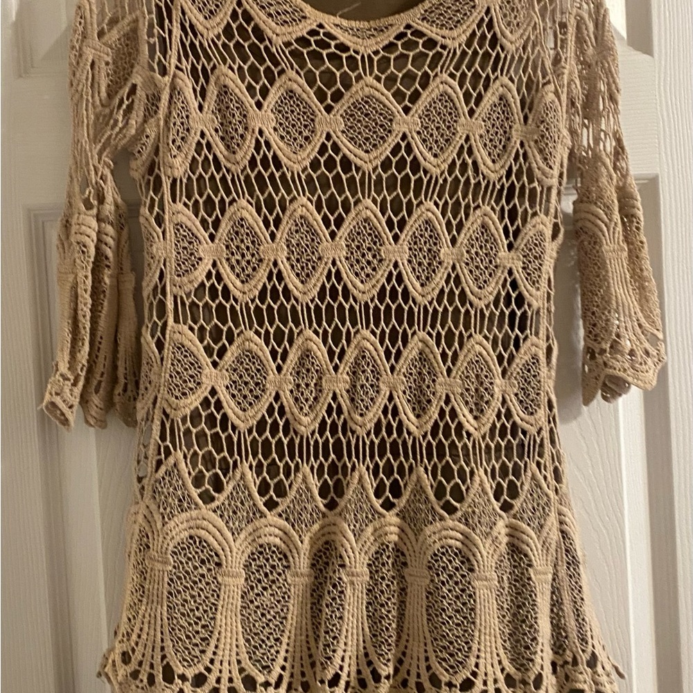 Ryu Crochet Lace dress Tan